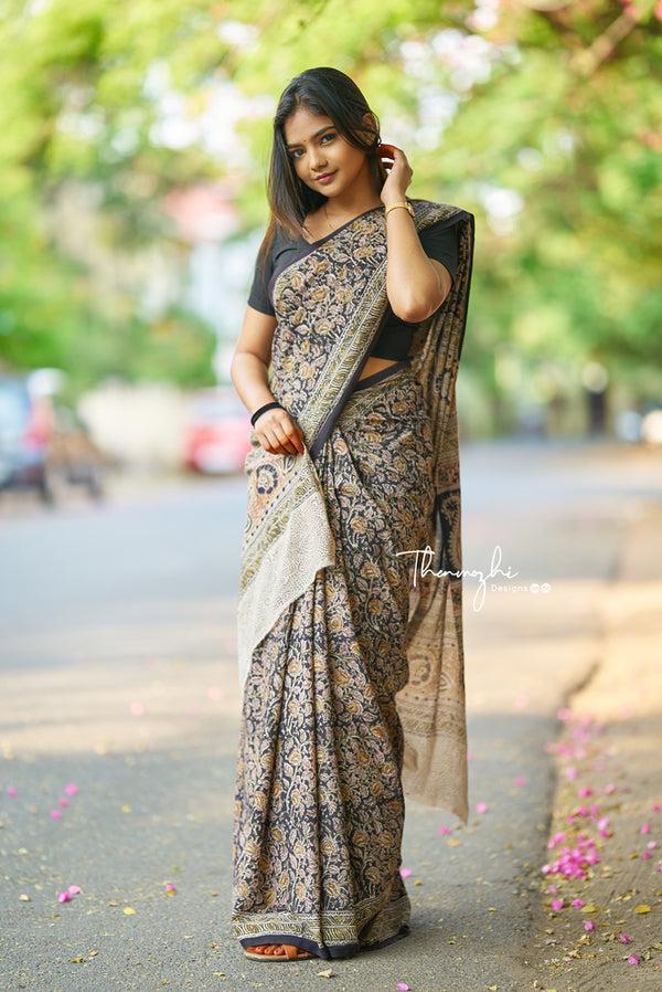DF 160 Kalamkari Printed Soft Cotton Sarees Wholesale Price In Surat